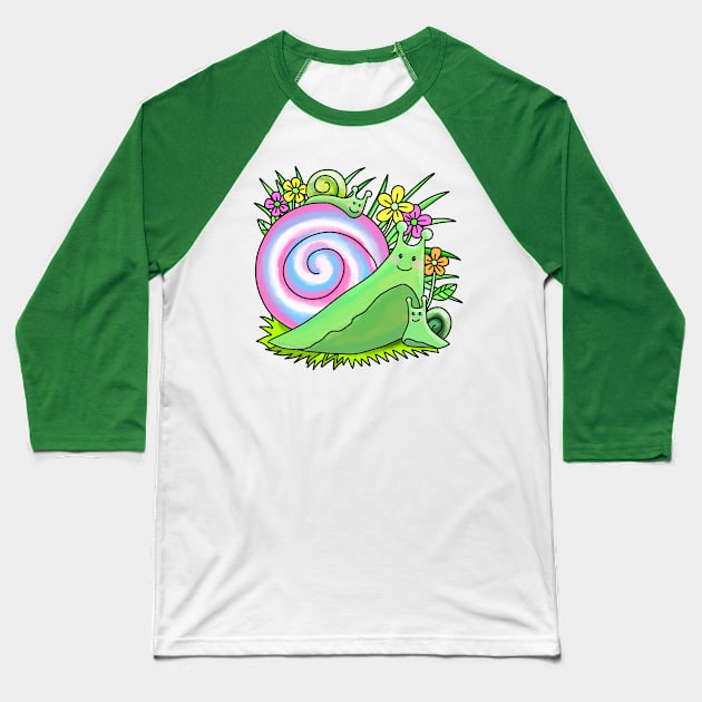 Snail with baby snails Baseball T-Shirt by Art by Veya